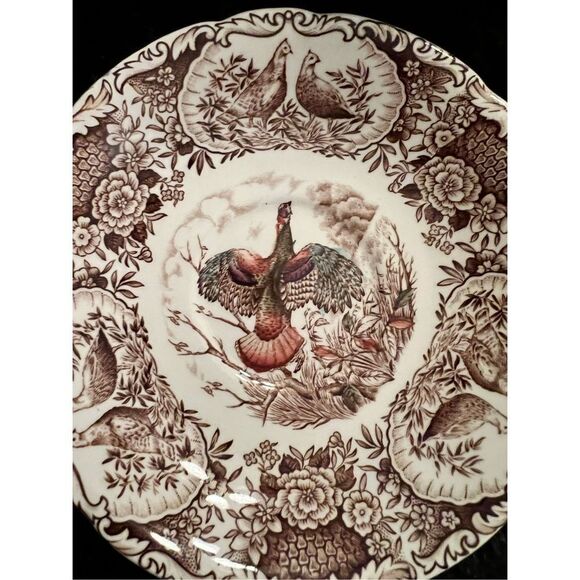 Windsor Ware Flying Turkeys Cups & Saucers Wild Turkeys Johnson Bros! - Picture 7 of 8